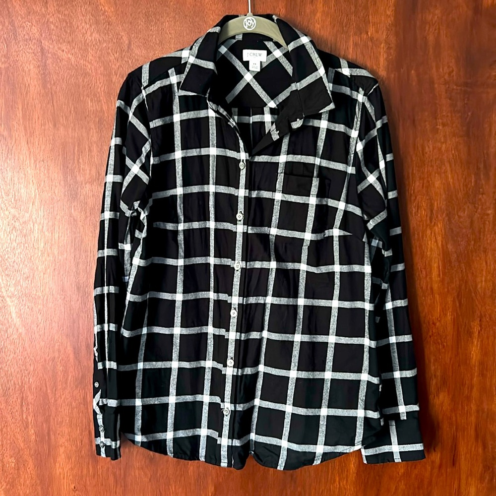 J.Crew plaid flannel button down windowpane M
